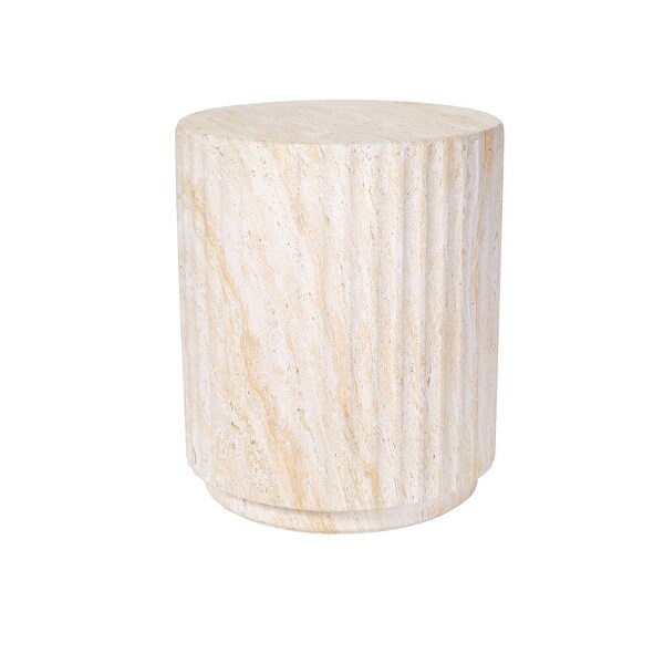 Outdoor Side Table, Cylinder Shaped MgO Patio End Table