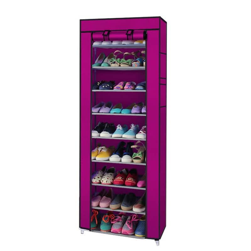 10 Tier Portable Shoe Rack Shelf Storage Closet Organizer Cabinet with Cover