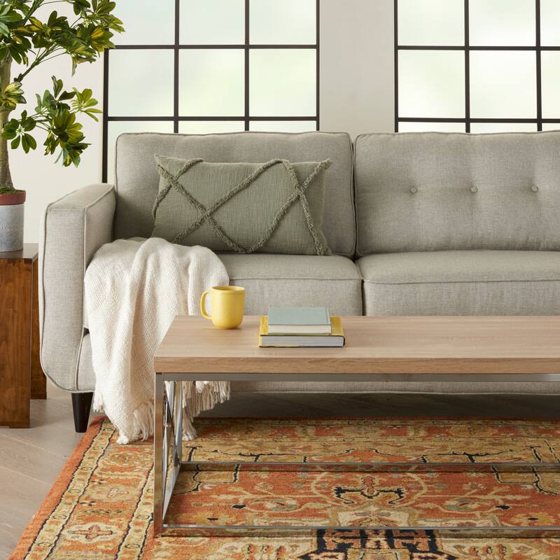 Mina Victory Distressed Diamond Boho Throw Pillow
