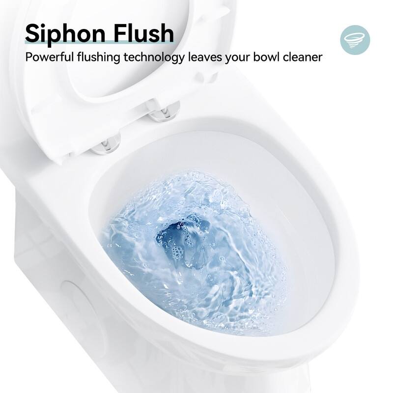 HOROW 1 Piece Dual Flush Elongated Toilet White 0.8 1.28 GPF Seat Included - N/A