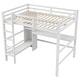 preview thumbnail 20 of 22, Full Size Loft Bed with Bulit-in Desk and Multifunction Storage Shelves, Wooden Loft Bedframe with Ladder and Guardrail