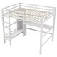 preview thumbnail 6 of 22, Full Size Loft Bed with Bulit-in Desk and Multifunction Storage Shelves, Wooden Loft Bedframe with Ladder and Guardrails