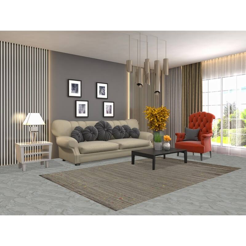 Hand Knotted Oriental 100% Wool Carpet Tribal Tribal Green Gabbeh Area Rug - 8' 2'' X 5' 3''