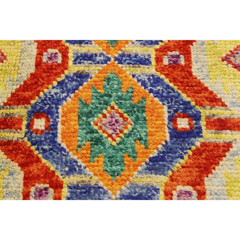Rustic Balochi Contreras Red/Blue Hand Knotted Wool Rug - 5'8'' x 8'0''