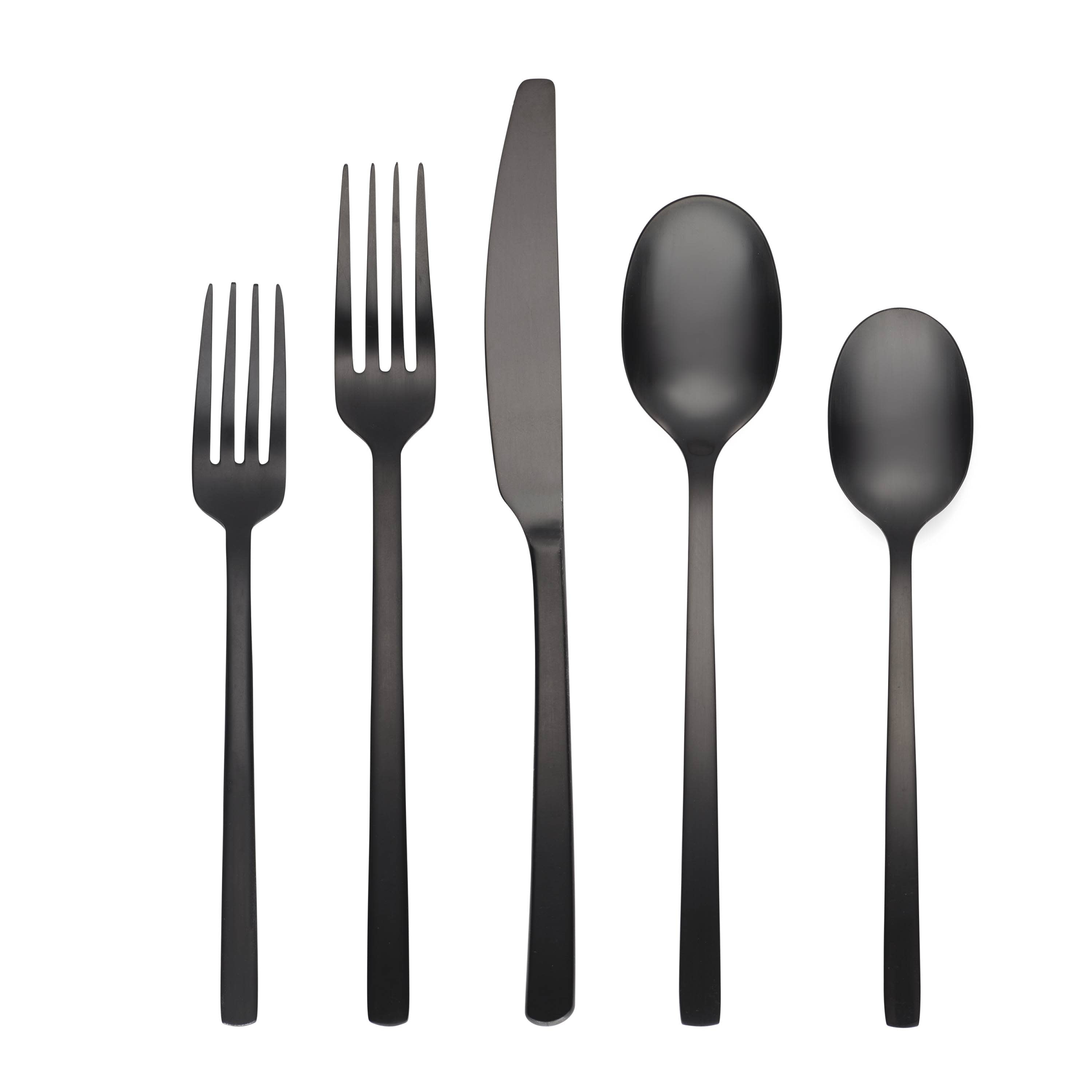 Cambridge Beacon Black Satin 45-Piece Flatware Set