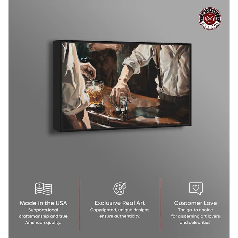 Notoriart Together For Drinks Framed Bar Cart Art For Men