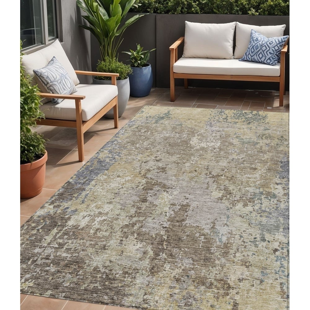 HomeRoots Abstract Transitional Rectangle Outdoor Rug