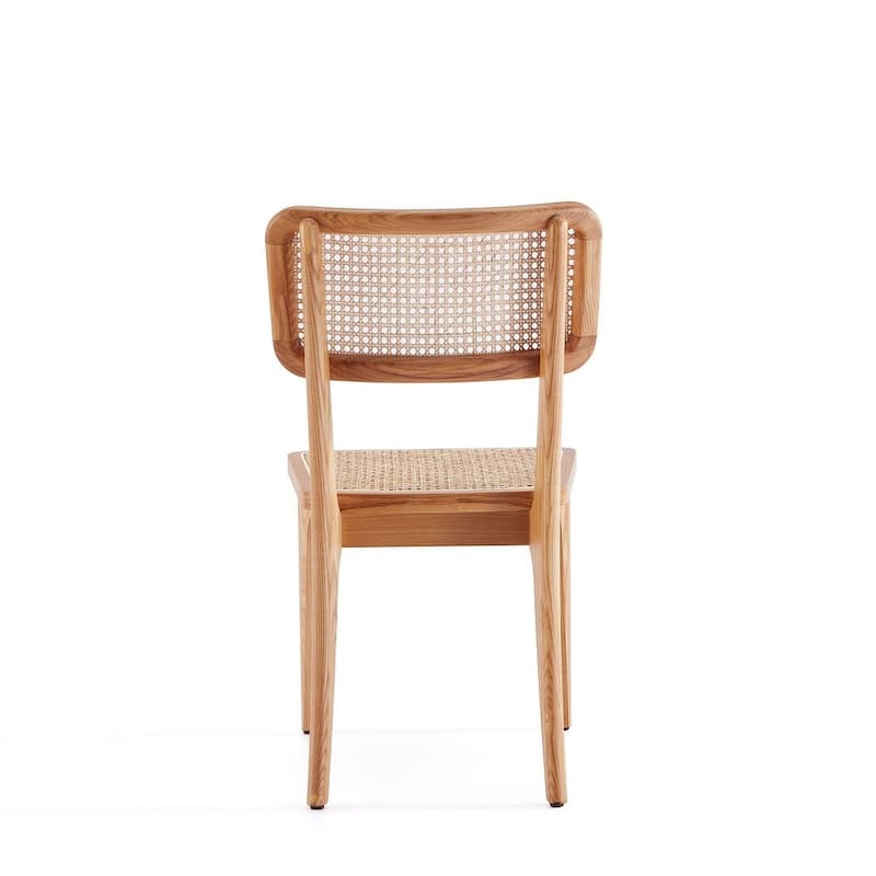 Manhattan Comfort Giverny Dining Chair in Black and Natural Cane - Set of 2