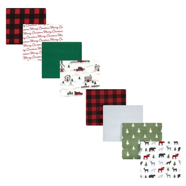 slide 1 of 1, Hudson Baby Cotton Flannel Receiving Blankets Bundle Set, Christmas Scene Woodland Christmas, One Size One Size - Christmas Scene Woodland Christmas