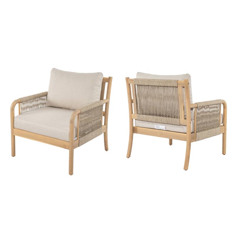 Scott Living Casper Outdoor Club Chair Acacia Wood and Woven Rope