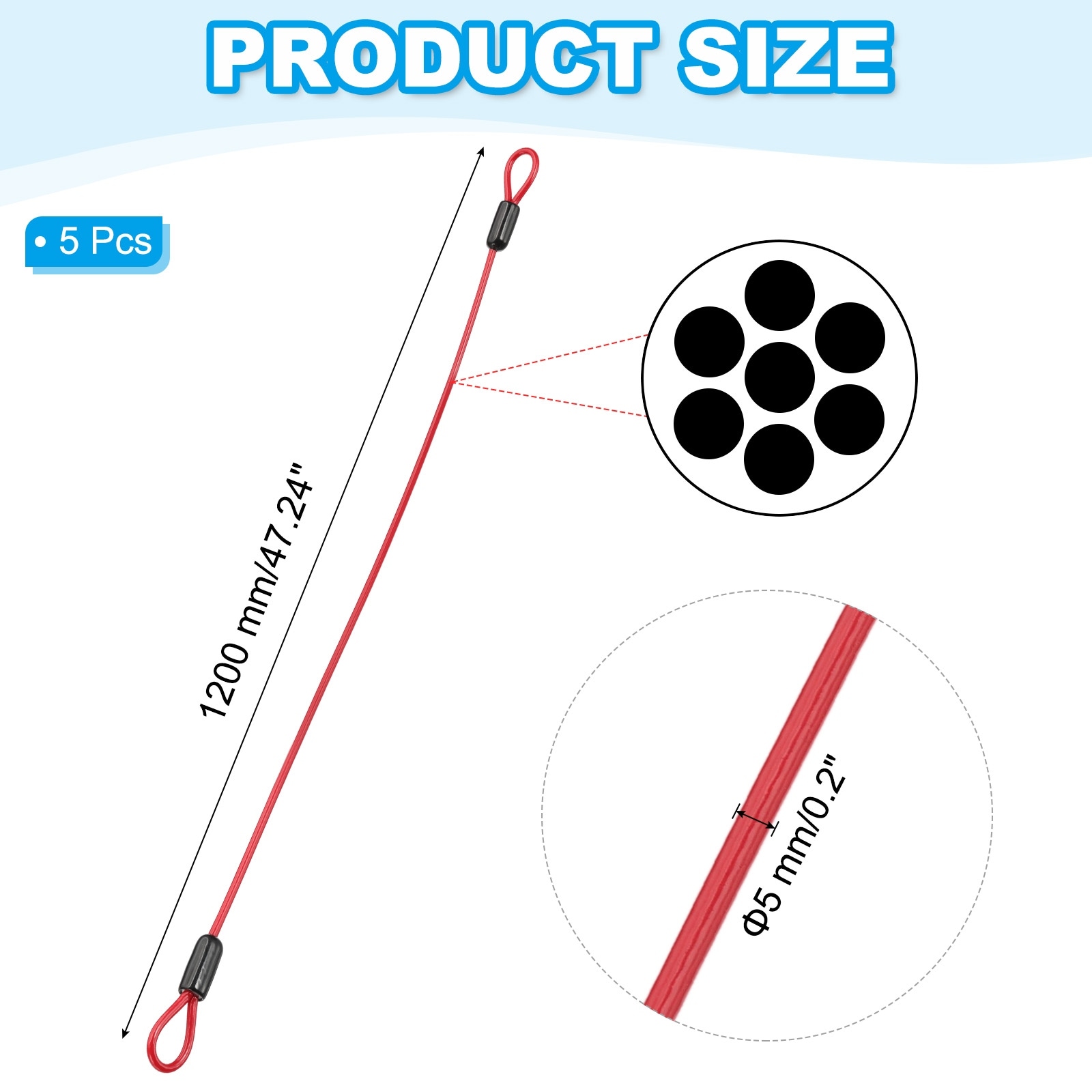 Vinyl Coated Stainless Steel Cable with Loops Flexible Wire Rope Security Chain Lanyard Lock for Outdoor Luggage Lock