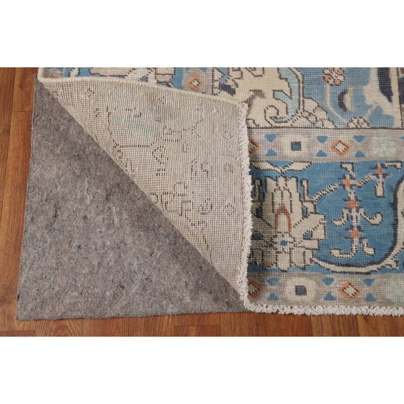Blue Tabriz Persian Area Rug Handmade Wool Carpet - 9'4" x 12'10"