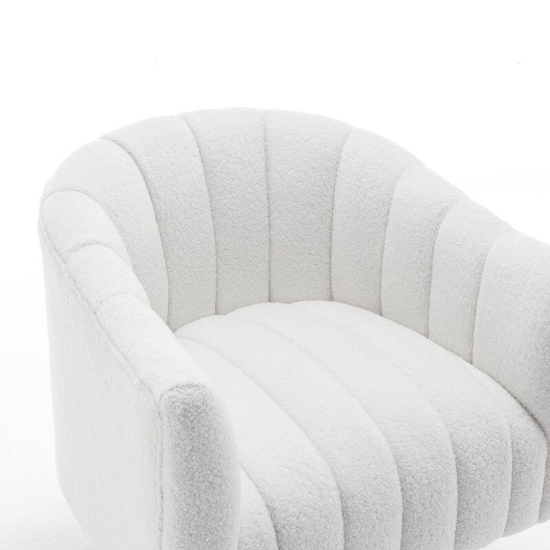 SEYNAR Modern Glam Velvet Upholstered Round Swivel Accent Barrel Chair