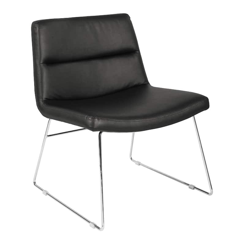 Thompson Upholstered Lounge Chair with Chrome Base - Black