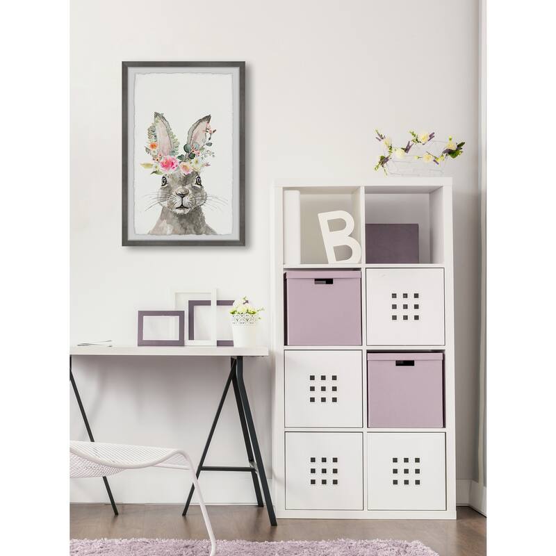 Floral Hare Painting Print - Framed Wall Art for Home Decor - Cute Animal Artwork