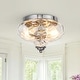 preview thumbnail 9 of 55, Modern Farmhouse 2-light Water Pattern Hammered Glass Flush Mount 9in