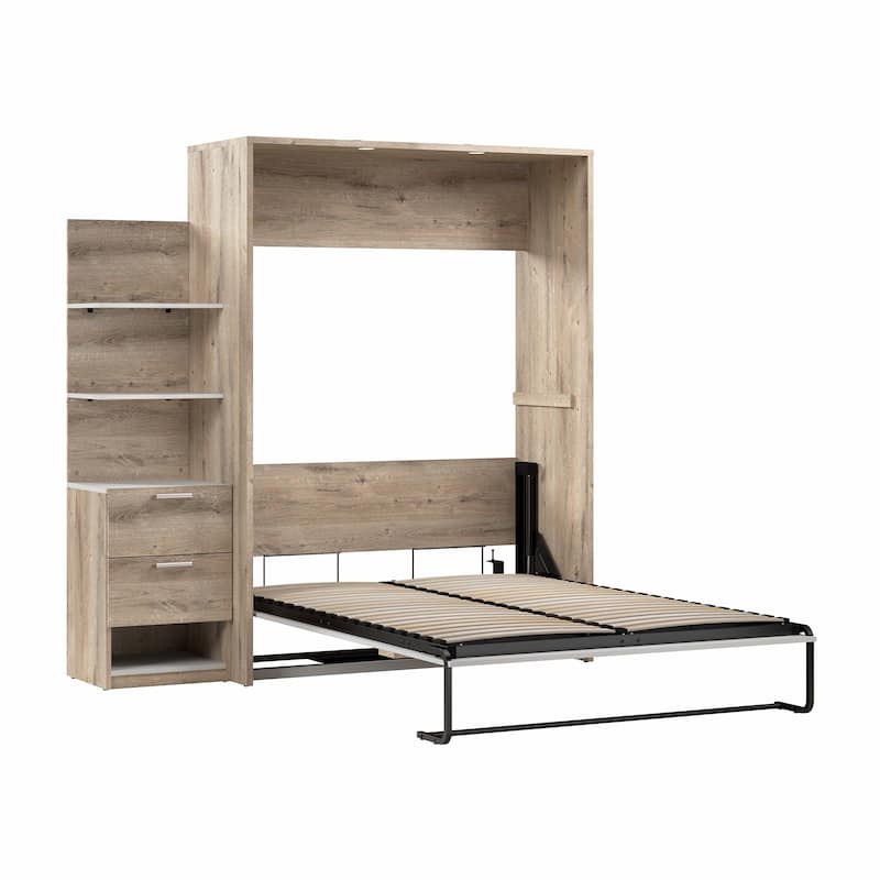 Cielo Full Murphy Bed with Floating Shelves by Bestar