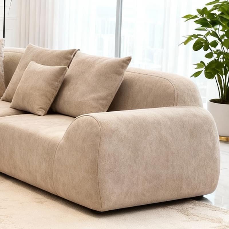 Boneless Sectional Cloud Couch Sofa for Living Room, 118" L-Shape Modular Velvet Sofa Modern Lounge Sleeper Couches with Chaise