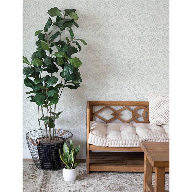 Chesapeake Marjoram Light Blue Floral Tile Wallpaper