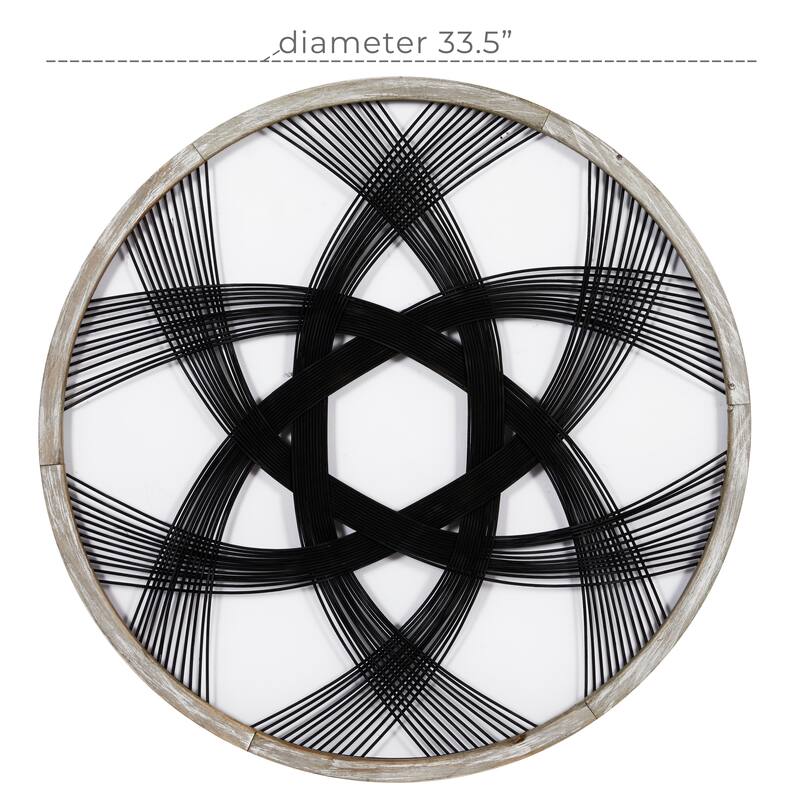 Wood Geometric Woven Wall Decor - Black - Roche River Decor