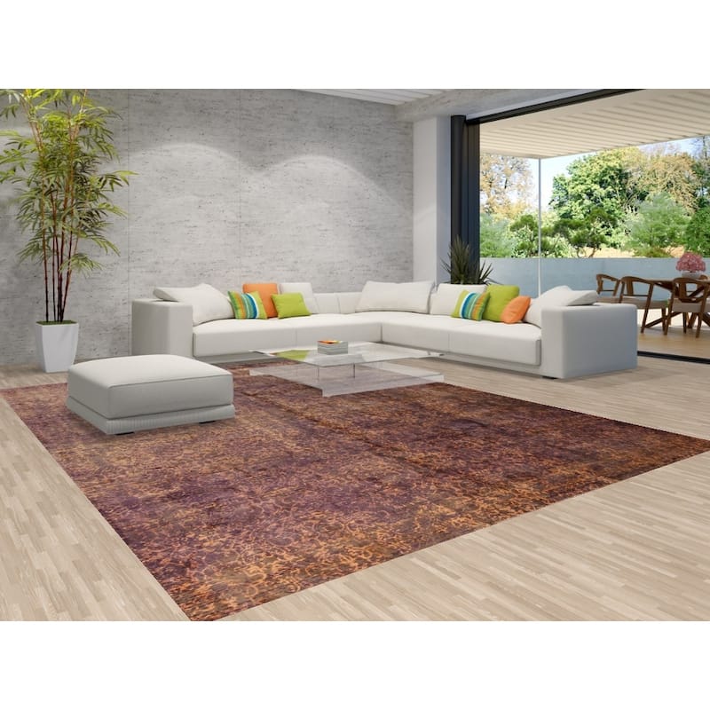 Contemporary Art & Craft Indian Area Rug Handmade Wool Carpet - 9'9"x 13'0"