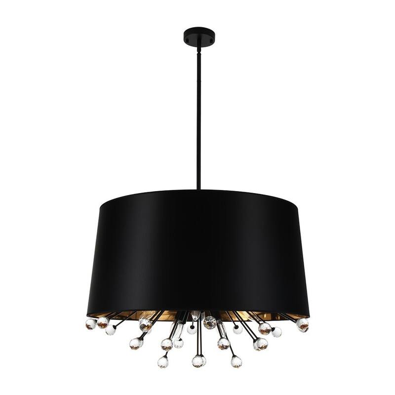 Ornate Rustic 12-Light Cone-shaped Fabric Crystal Chandelier - 30.7 in