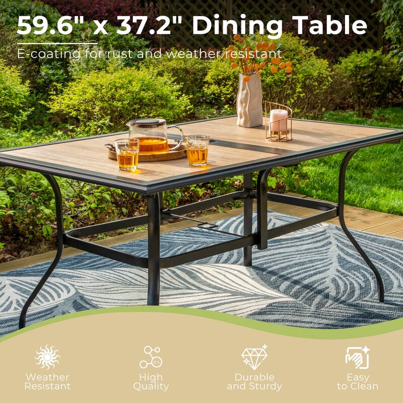 7-Piece Patio Dining Set of Foldable & 7-Angle Adjustable Padded Patio Dining Chairs and 3 Kinds of Patio Tables
