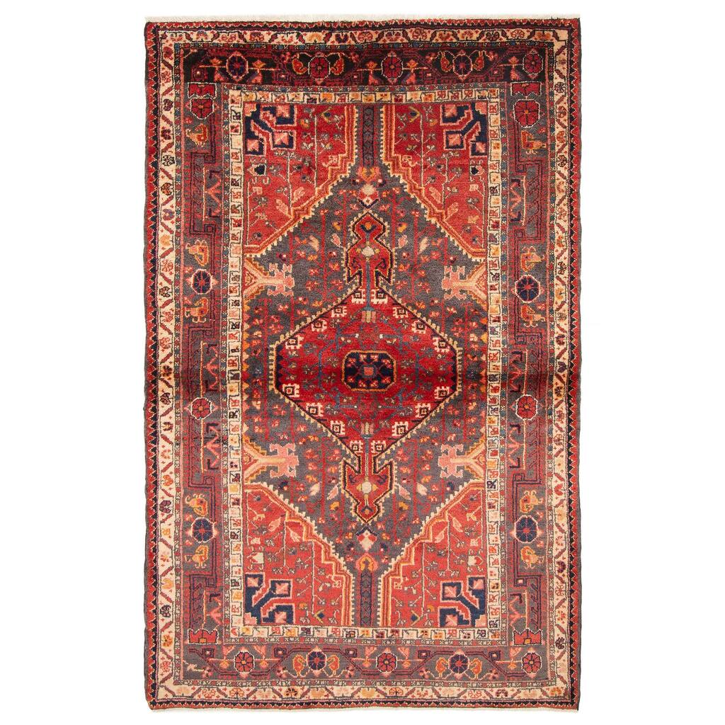 ECARPETGALLERY Hand-knotted Anatolian Vintage Red Wool Rug - 4'4 x 6'11