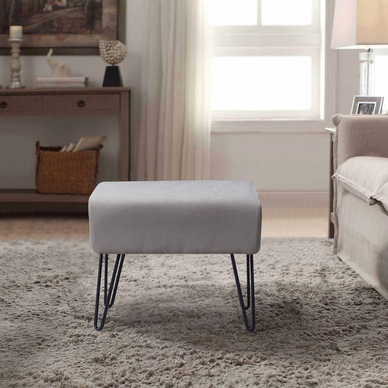 Serenta Milliken Plush Ottoman, 19" x 13" x 17" H