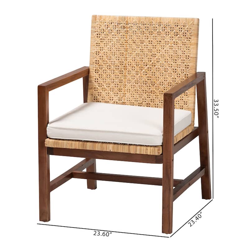 Lovina Bohemian Light Honey Rattan and Acacia Wood Arm Chair