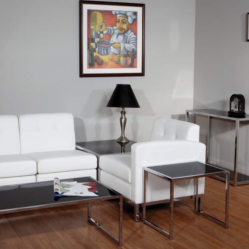 Wall St. Faux Leather and Chrome Right-arm Chair
