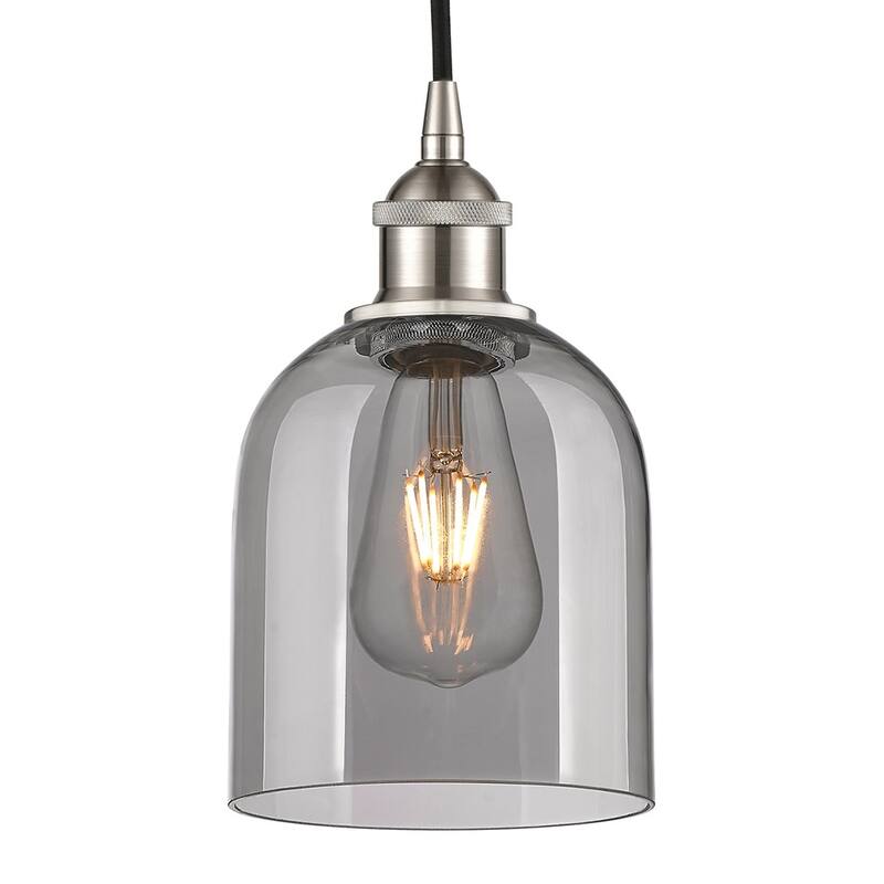 Innovations Lighting 616-1P 10 6 Bella Pendant Bella 6" Wide Cord-Hung - Brushed Satin Nickel / Light Smoke