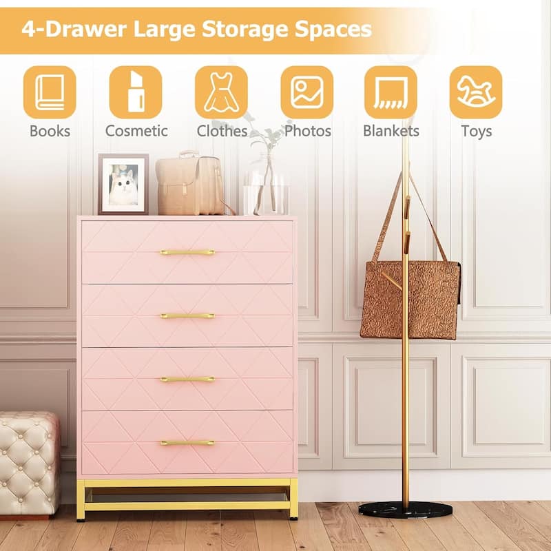 Chest of 4 Drawers Dresser with Metal Handle