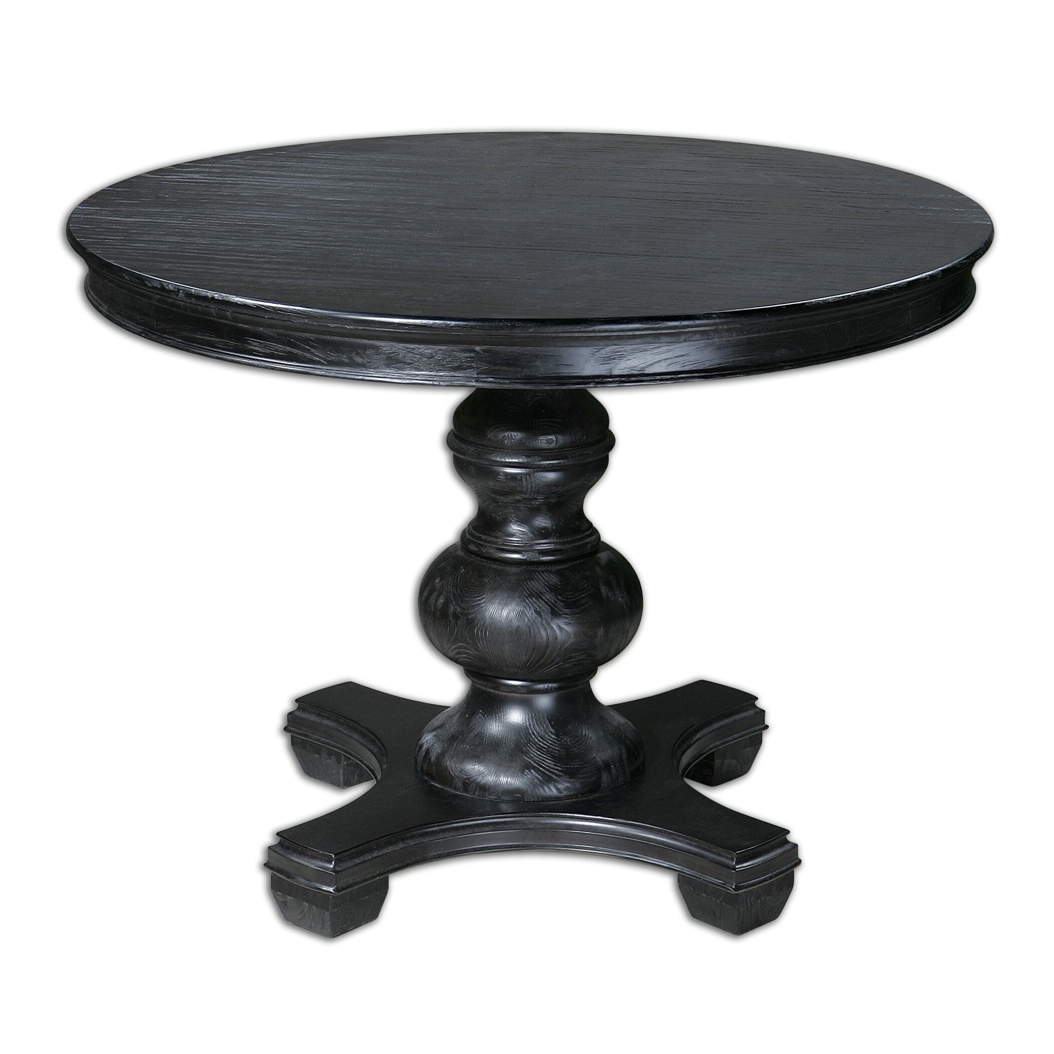 Shop 42 Grayson Satin Black Pine Wood Round Accent Pedestal Side