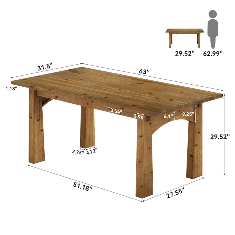 63-Inch Solid Wood Dining Table