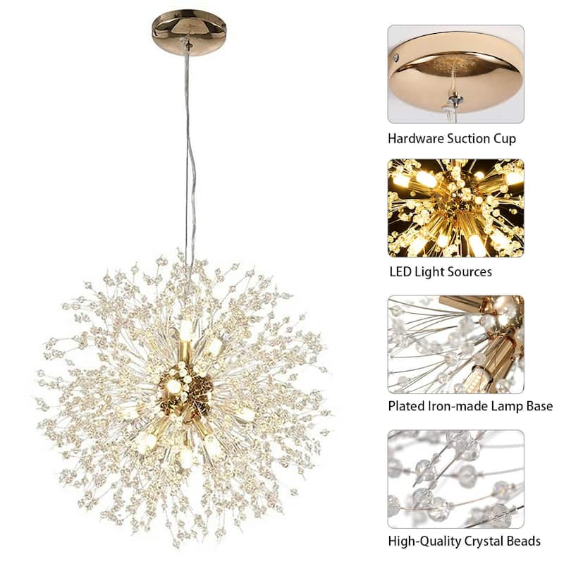 16-Light Dandelion Crystal Chandelier Firework Pendant Ceiling Light