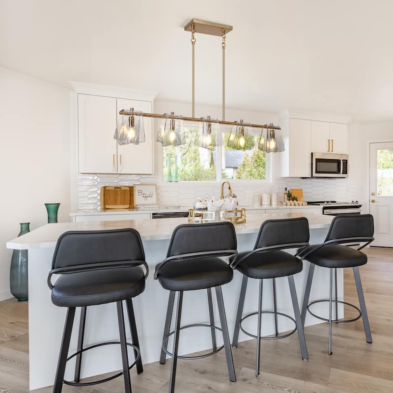 Modern 5-Light 41.5 IN Linear Chandelier Smoky Glass Kitchen Island Pendant Light - 41.5" W x 8" H