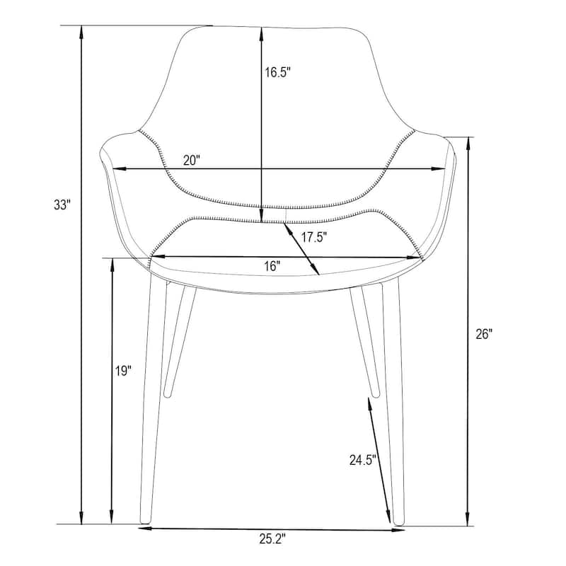 Markley Leather Dining Chair with Iron Legs Set of 4 Modern Accent Armchair