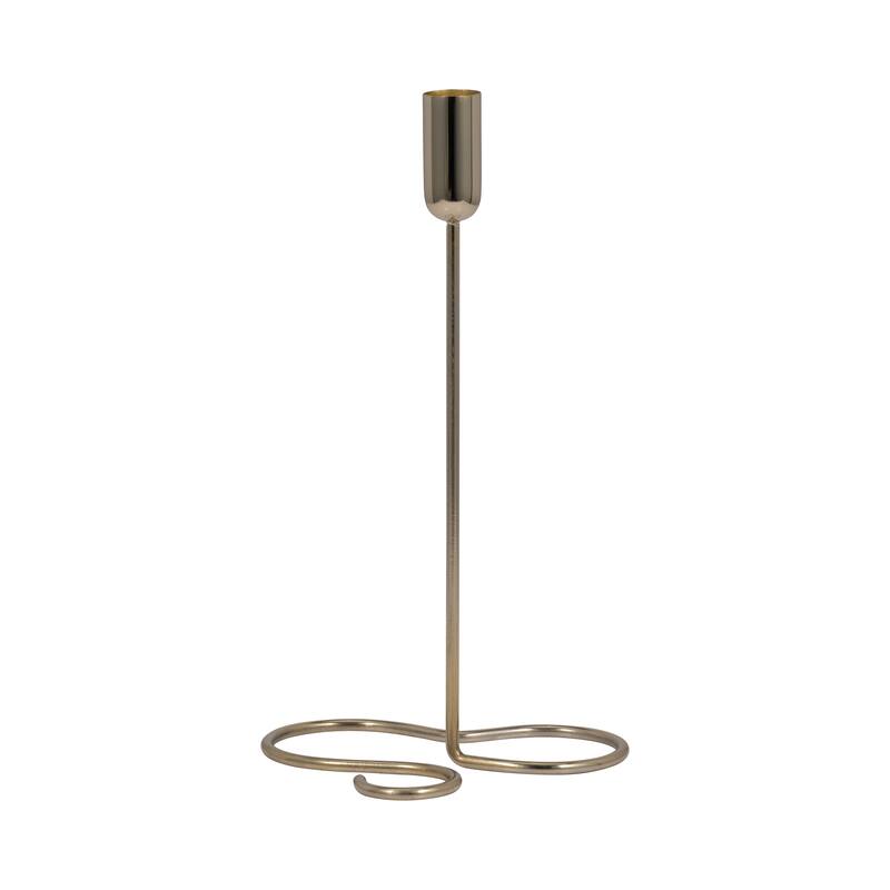 Squiggly Base Taper Candle Holder Contemporary Glam Metal Metallic Gold Candle Holder for Home, Office or Event - 6" x 5" x 11"