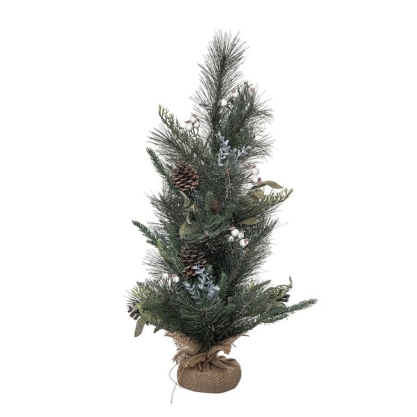 Transpac Artificial 24 in. Green Christmas Mixed Greenery Tree with ...