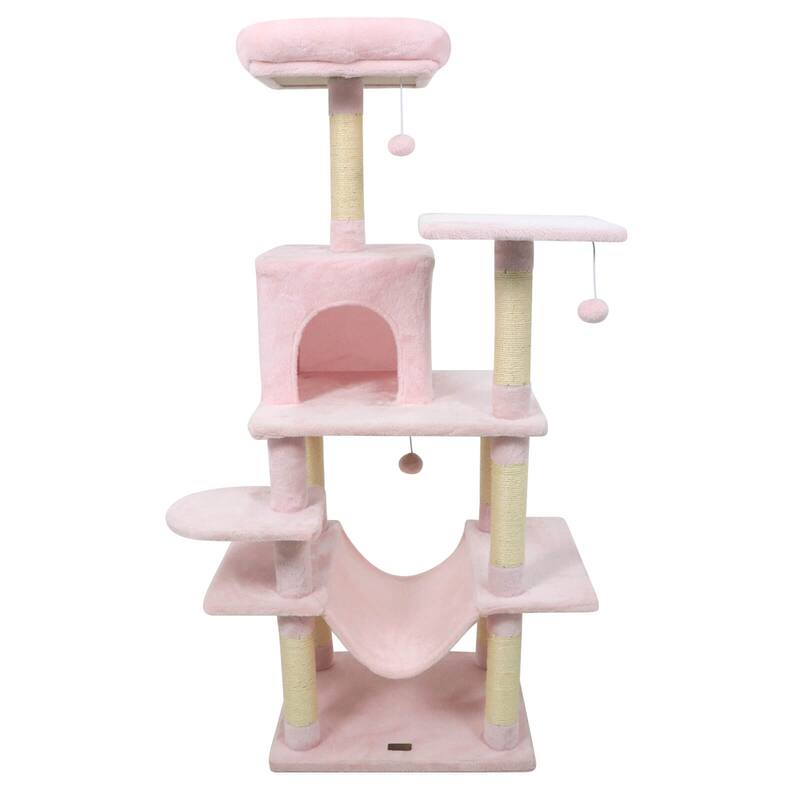 Costway 58” Tall Multi-level Cat Tree with Upholstered Perch & Cat - See Details