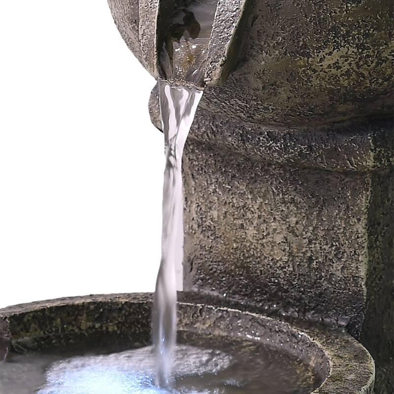 Outdoor Cascading Waterfall Fountain w/LED Light Home Water Fountain