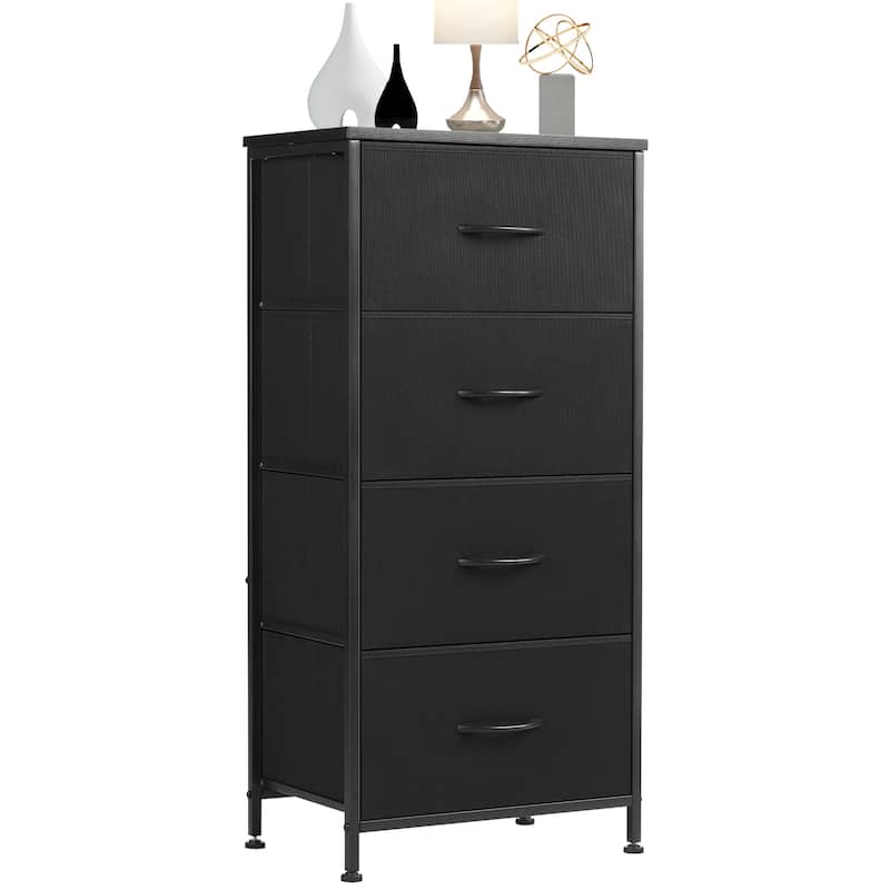 4-Drawer Fabric Dresser, Foldable Storage Cabinet Organizer - Black