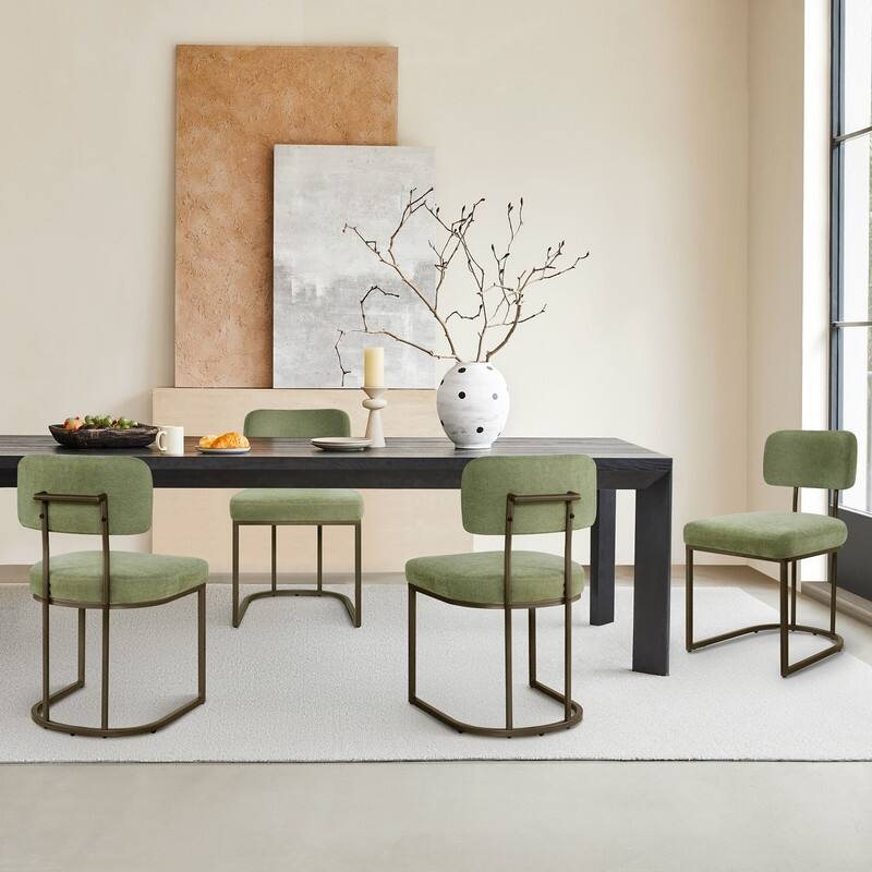 Spruce & Spring Arthur Dining Chair Set with Brass or Black Frame