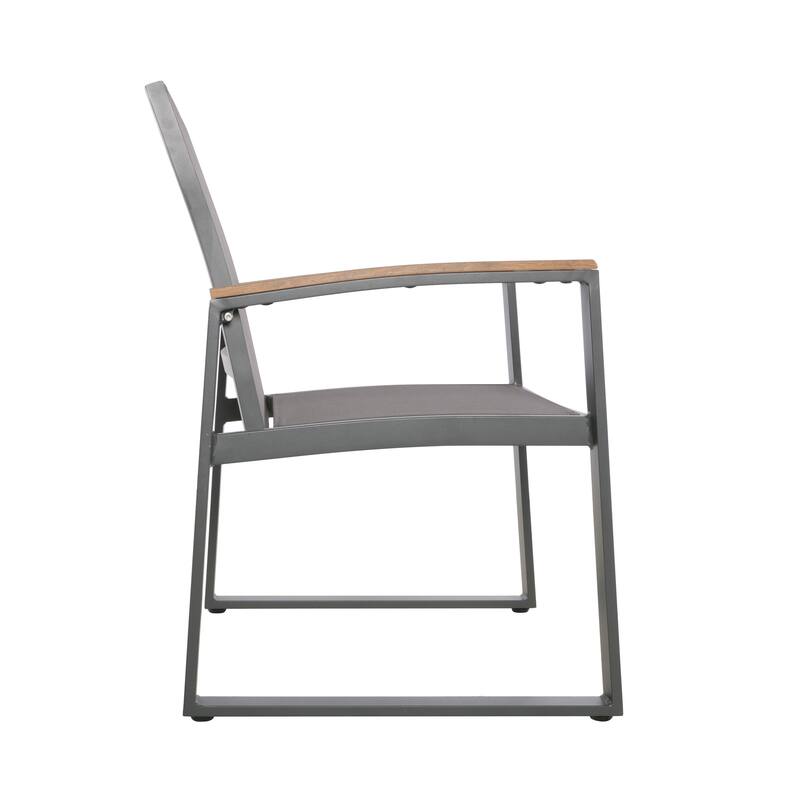 Outdoor 2 Piece Mesh Armrest Dining Chairs with Rust Proof Aluminum Frame for Dining Room Kitchen Bedroom Living Room Terrace