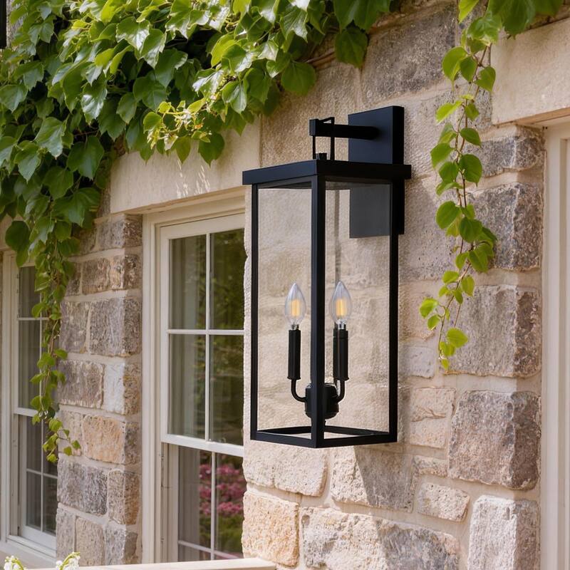 3-light Metal Outdoor Wall Sconce Candle Bulb Lantern