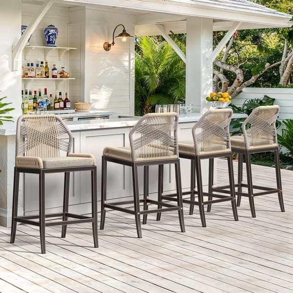 Outdoor Bar Stool Indoor Outdoor Counter Stools Cross Weave