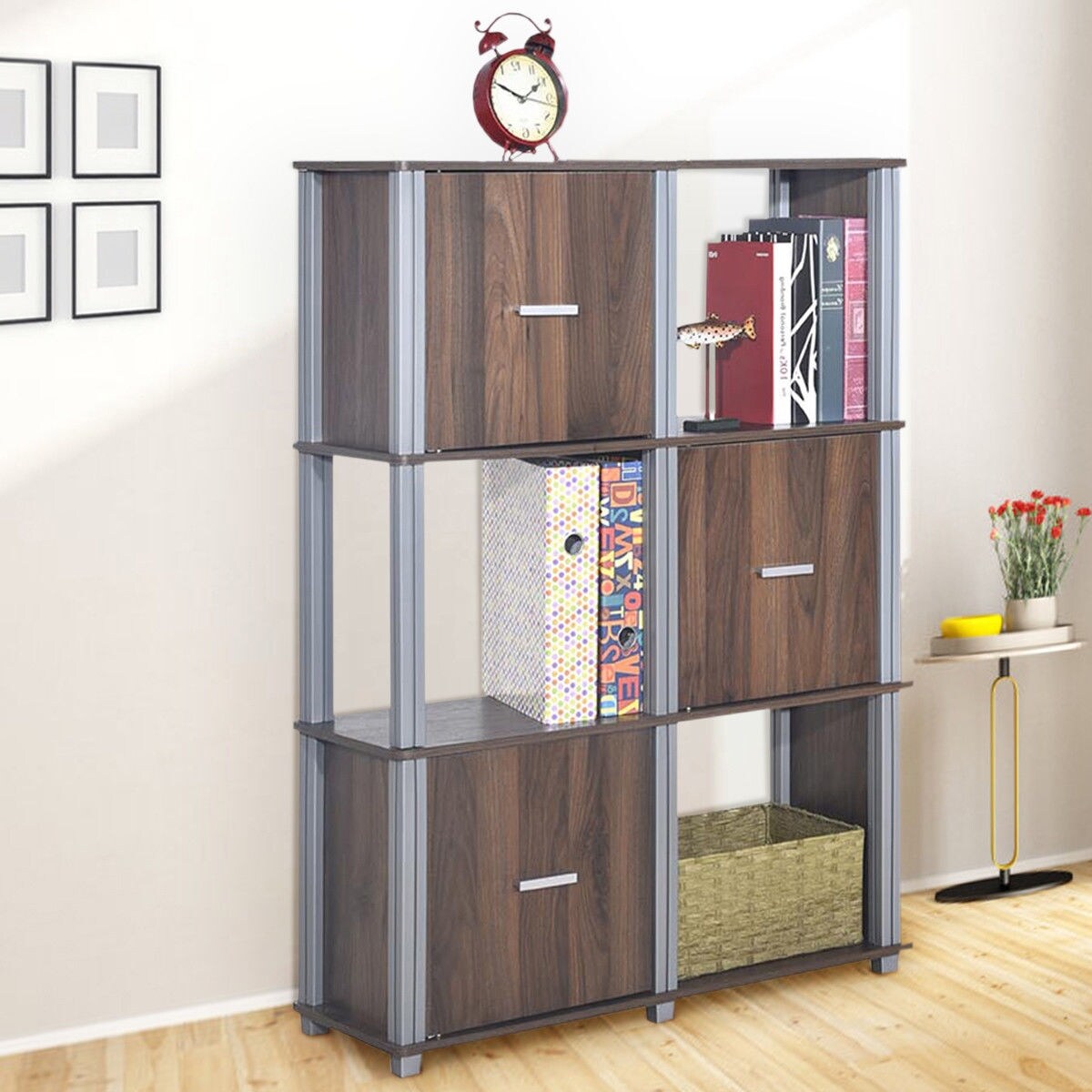 Costway 3 Tiers 6 Cubes Storage Cabinet Shelf Organizer Unit Display L31 5 X W11 5 Xh43 On Sale Overstock 26881880