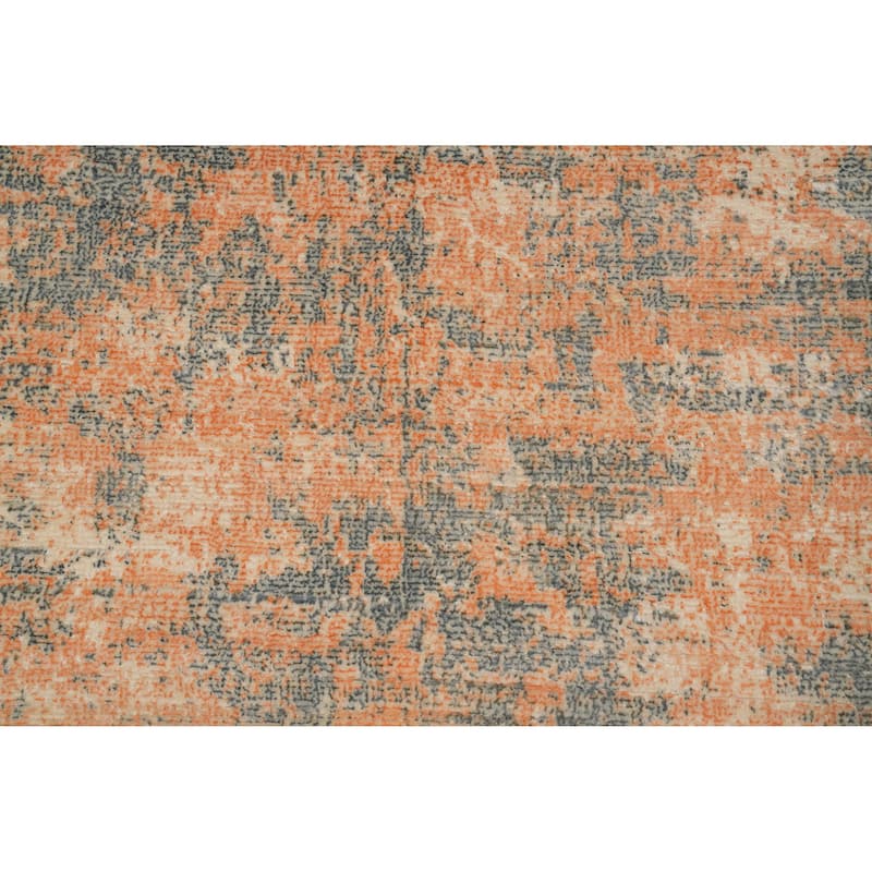 Hand Knotted Oriental Viscose Silk Carpet Modern All-Over Oranges & Rust Abstract Area Rug - 5' 7'' X 4' 0''