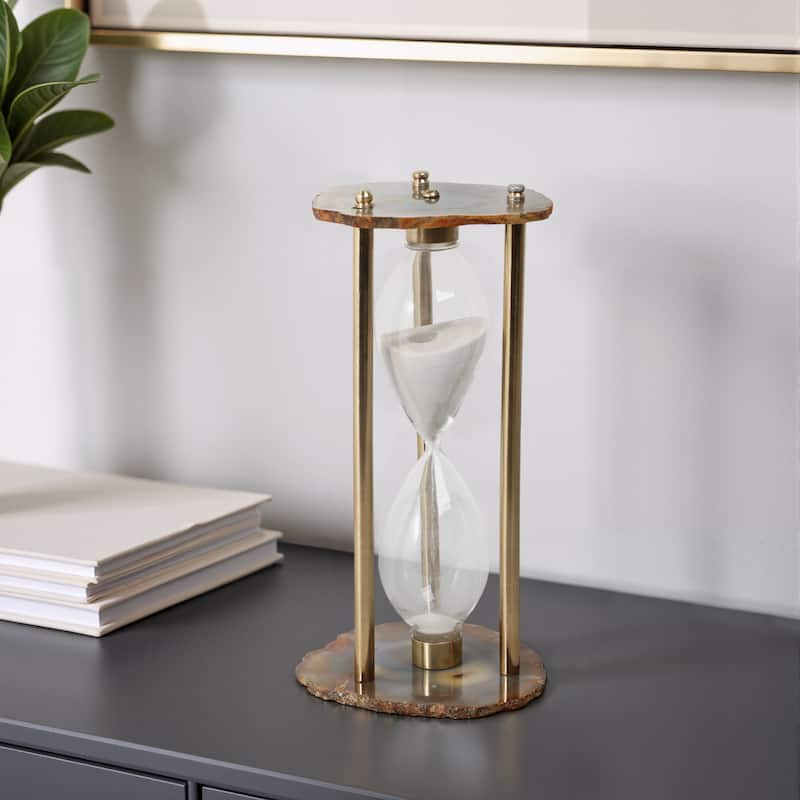 Agate Stone Hourglass Modern Design Home Office Bedroom - 10" Black - 5" x 4" x 10" - Black - 5" x 4" x 10"